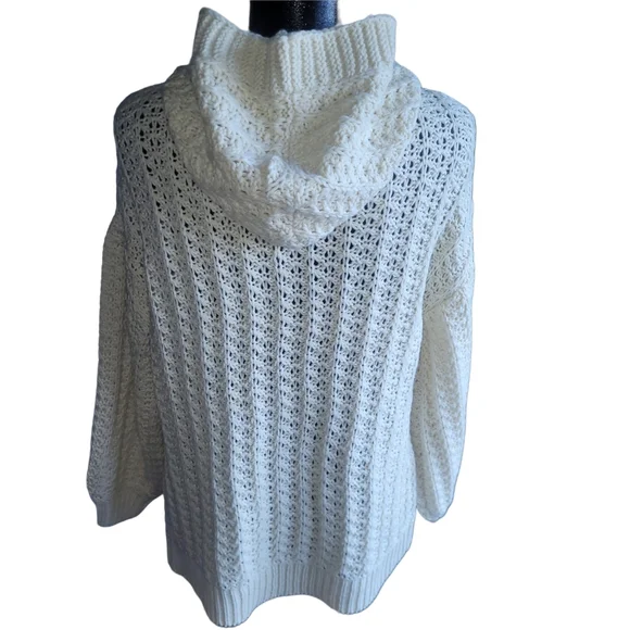 My Style Cream Chunky Knit Hooded Cardigan Sweater S - Picture 5 of 6